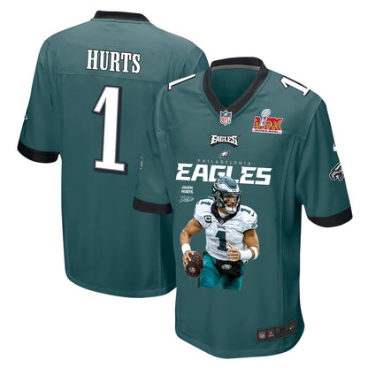 Jalen Hurts 1 Philadelphia Eagles 'The Hurtsbreakers' Game Men Jersey - Midnight Green