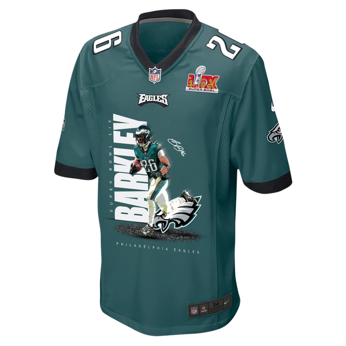 Saquon Barkley 26 Philadelphia Eagles 'Barkley No Bite' Game Men Jersey - Midnight Green