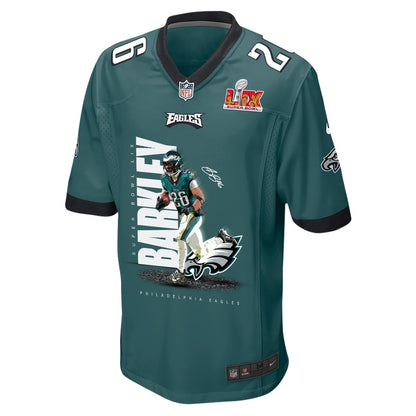 Saquon Barkley 26 Philadelphia Eagles 'Barkley No Bite' Game Men Jersey - Midnight Green