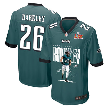 Saquon Barkley 26 Philadelphia Eagles 'Goodness Saquon' Game Men Jersey - Midnight Green
