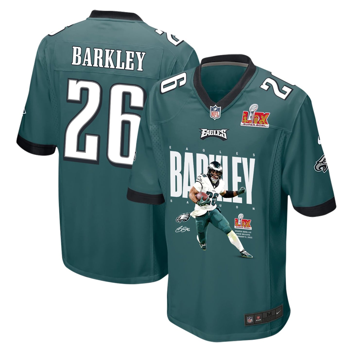 Saquon Barkley 26 Philadelphia Eagles 'Quon Solo' Game Men Jersey - Midnight Green