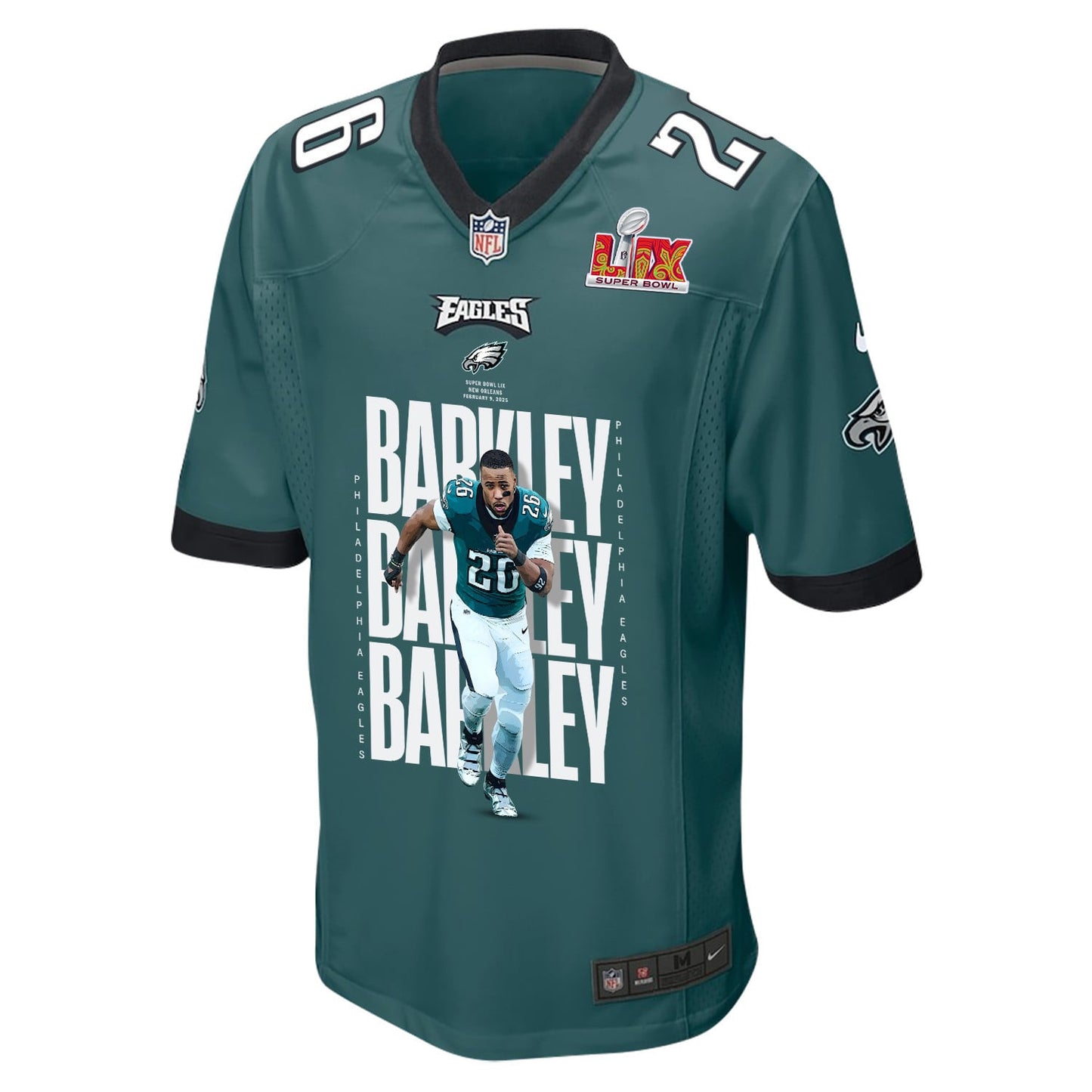Saquon Barkley 26 Philadelphia Eagles 'Saquontum Leap' Game Men Jersey - Midnight Green