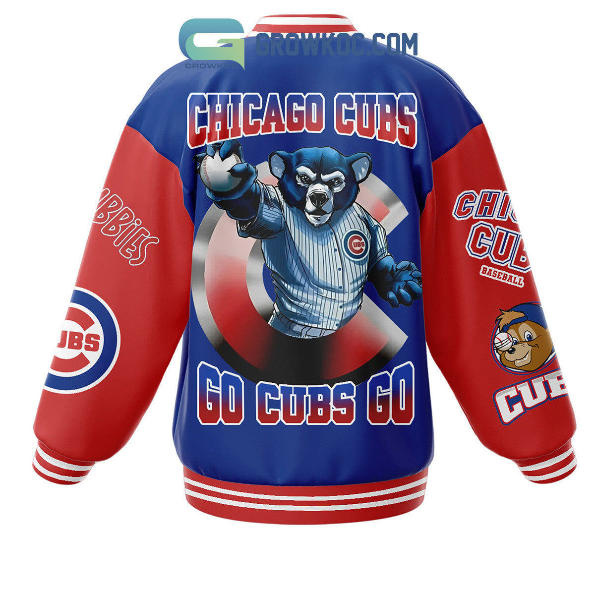 Chicago Cubs Go Cubs Go Fan Baseball Jacket - All Over Printed - Blue - All-Over-Printed Jacket