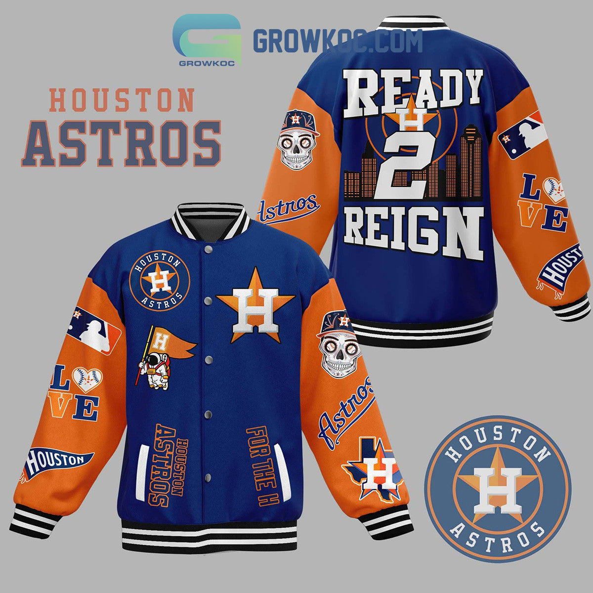 Houston Astros MLB Ready 2 Reign Baseball Jacket - All Over Printed - Blue - All-Over-Printed Jacket