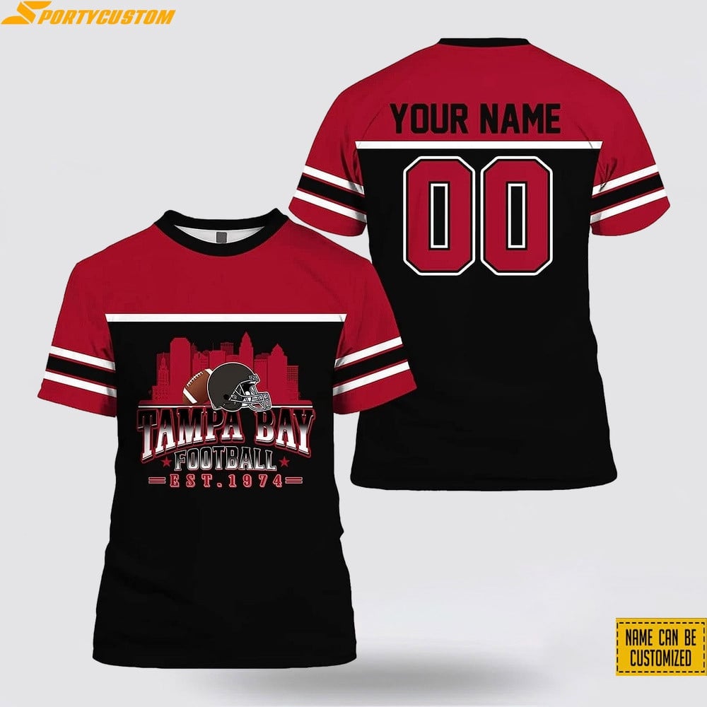 Tampa Bay Buccaneers City Custom Name & Number All Over Printed T-Shirt - Red/Black