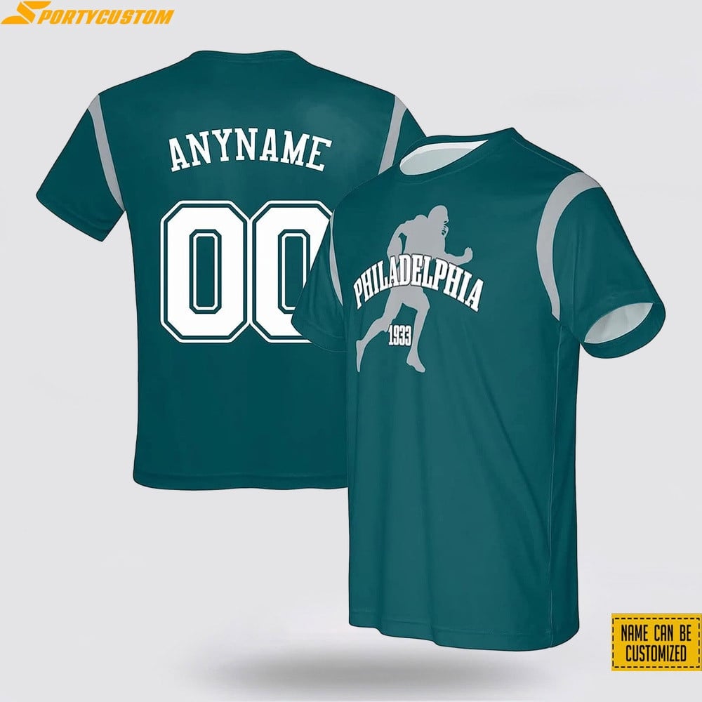 Philadelphia Eagles Player Custom Name & Number All Over Printed T-Shirt - Midnight Green