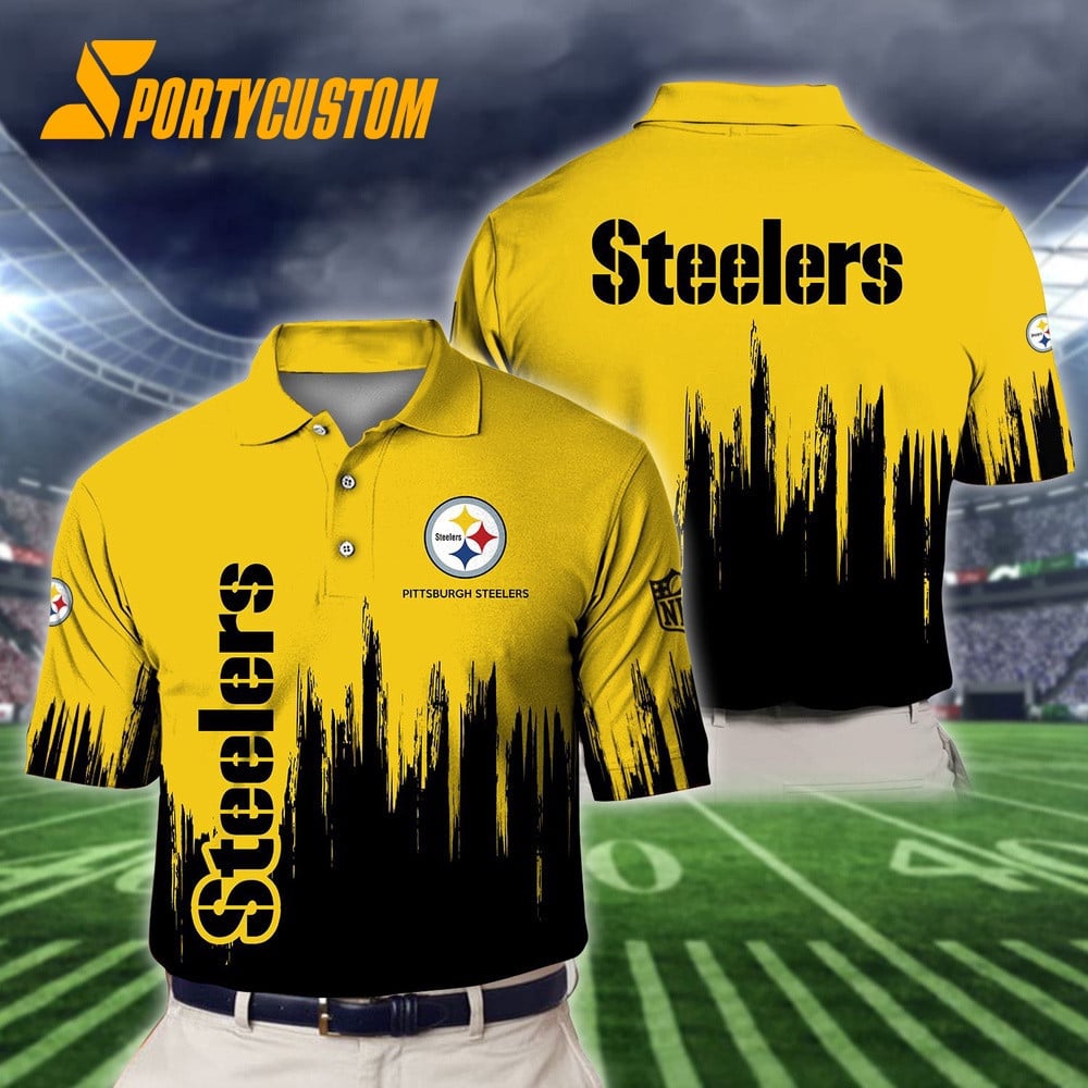 Pittsburgh Steelers Football Team Logo Design 3D Printed Polo Shirt - Gold