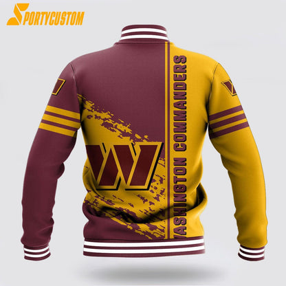 Washington Commanders Baseball Jacket Varsity Jacket - Burgundy/Gold - All-Over-Printed Jacket
