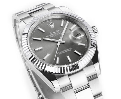 Rhodium Gray & Stainless Steel 41MM Watch