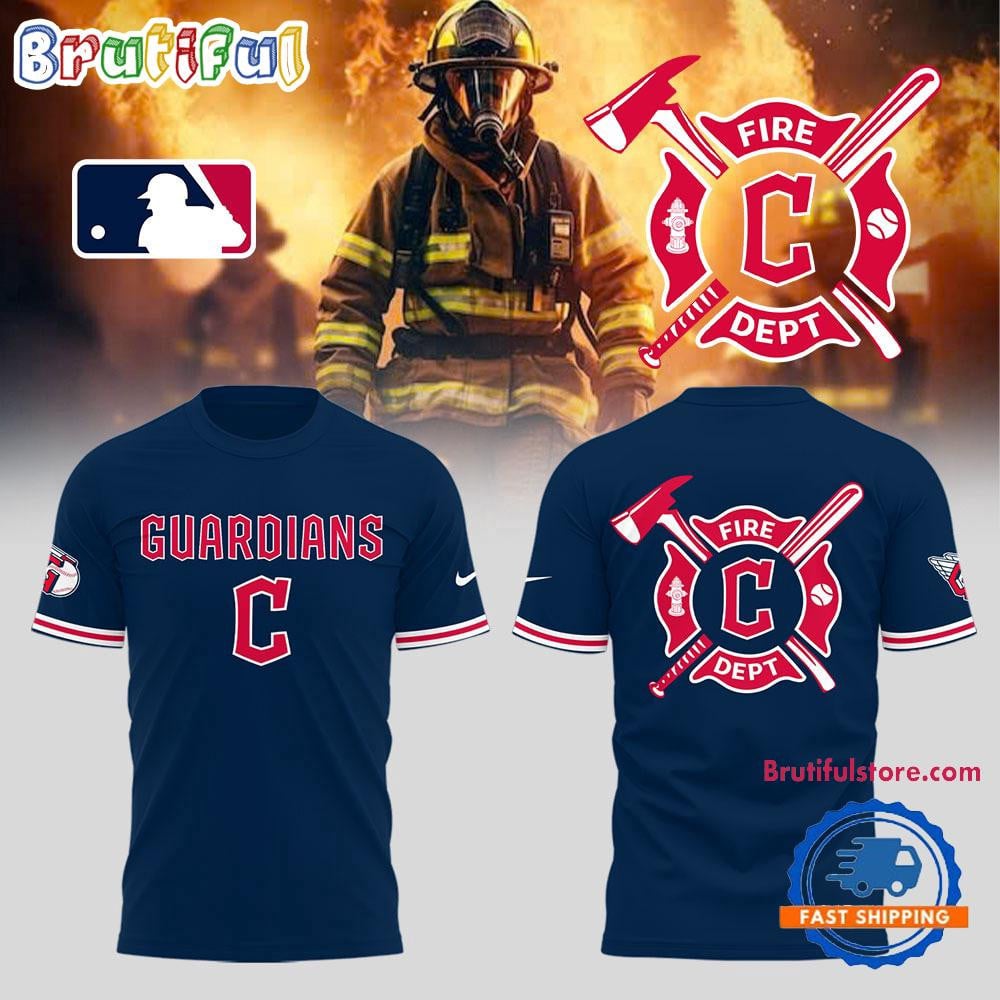 Cleveland Guardians x Firefighter Appreciation Night All Over Printed T-shirt - Navy
