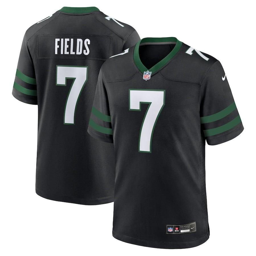 Justin Fields 7 New York Jets Game Player Men Jersey - Stealth Black