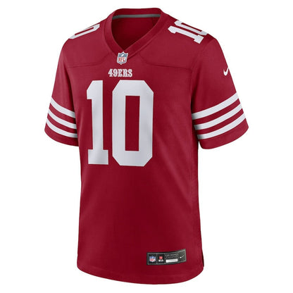 Mac Jones 10 San Francisco 49ers Team Game Men Jersey - Scarlet