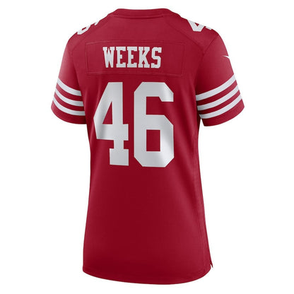 Jon Weeks 46 San Francisco 49ers Women's Team Game Jersey - Scarlet