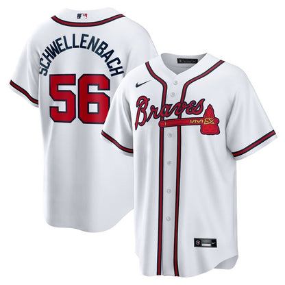 Spencer Schwellenbach 56 Atlanta Braves Home Men Jersey - White