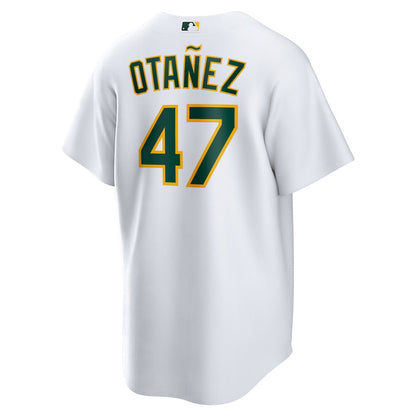Michel Otañez 47 Athletics Home Men Jersey - White