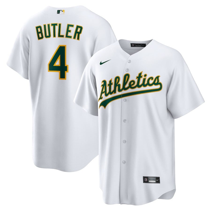 Lawrence Butler 4 Athletics Home Men Jersey - White