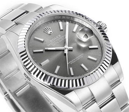 Rhodium Gray & Stainless Steel 41MM Watch