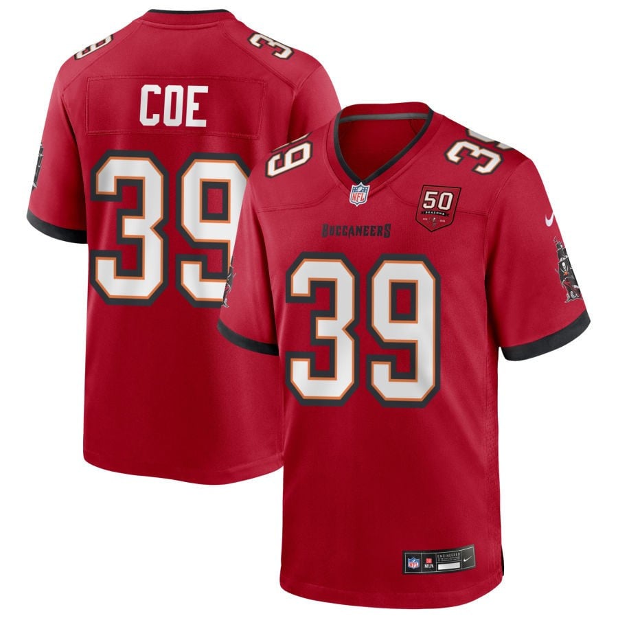 Ryan Coe 39 Tampa Bay Buccaneers 50th Anniversary Game Men Jersey - Red