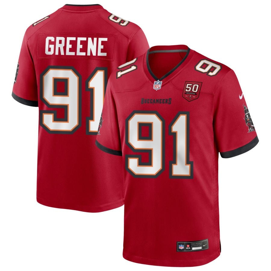 Mike Greene 91 Tampa Bay Buccaneers 50th Anniversary Game Men Jersey - Red