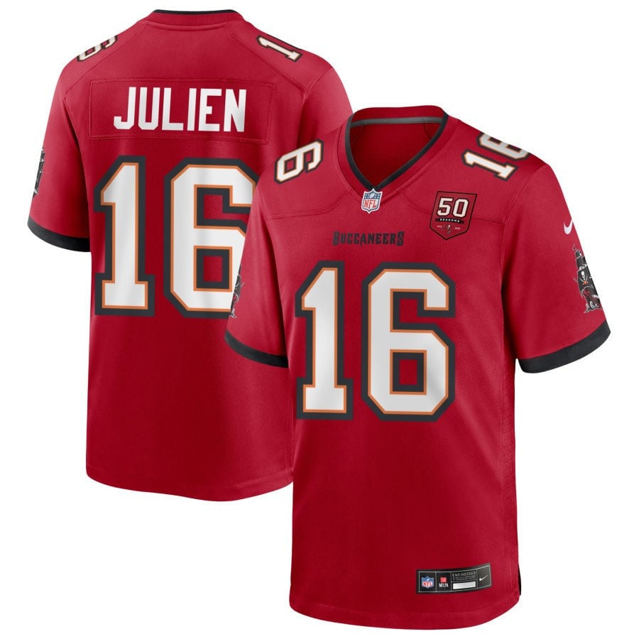 Jake Julien 16 Tampa Bay Buccaneers 50th Anniversary Game Men Jersey - Red
