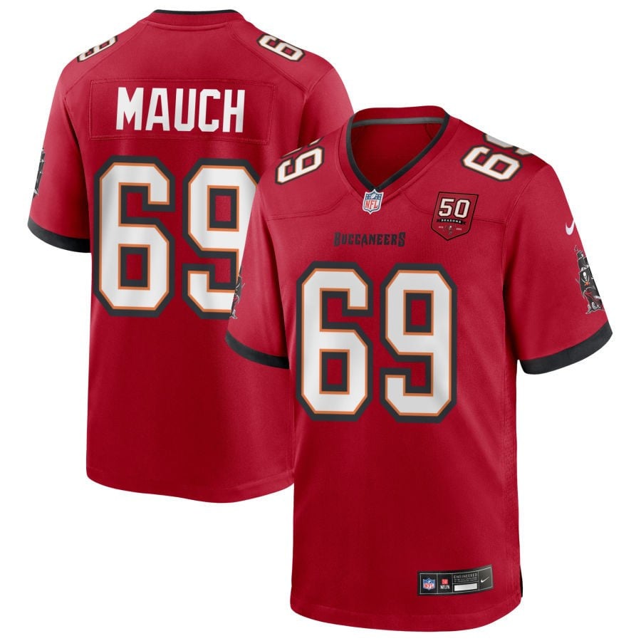 Cody Mauch 69 Tampa Bay Buccaneers 50th Anniversary Game Men Jersey - Red
