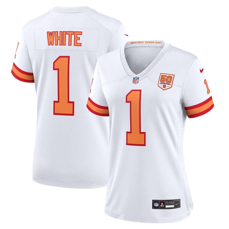 Rachaad White 1 '76 Tampa Bay Buccaneers Women's 50th Season Game Jersey - White