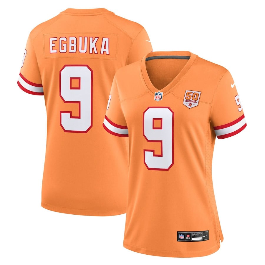 Emeka Egbuka 9 Tampa Bay Buccaneers Women's 50th Season Game Jersey - Creamsicle