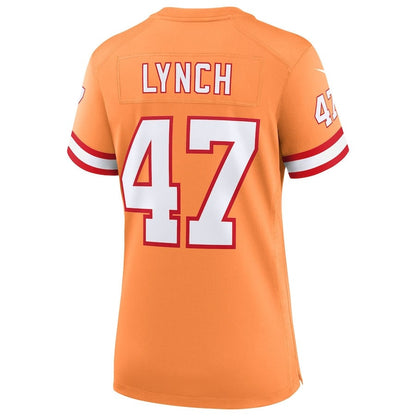 John Lynch 47 Tampa Bay Buccaneers Women's 50th Season Game Jersey - Creamsicle