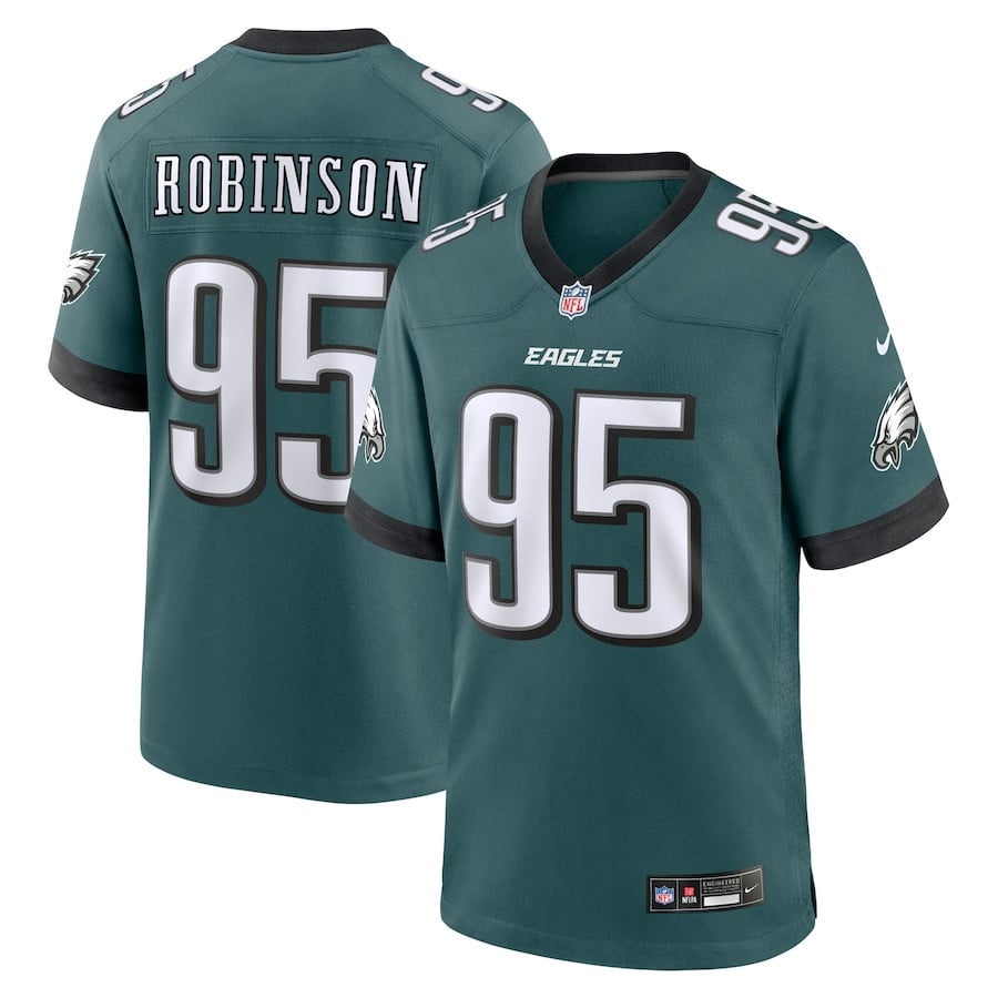 Ty Robinson 95 Philadelphia Eagles Team Game Men Jersey - Midnight Green
