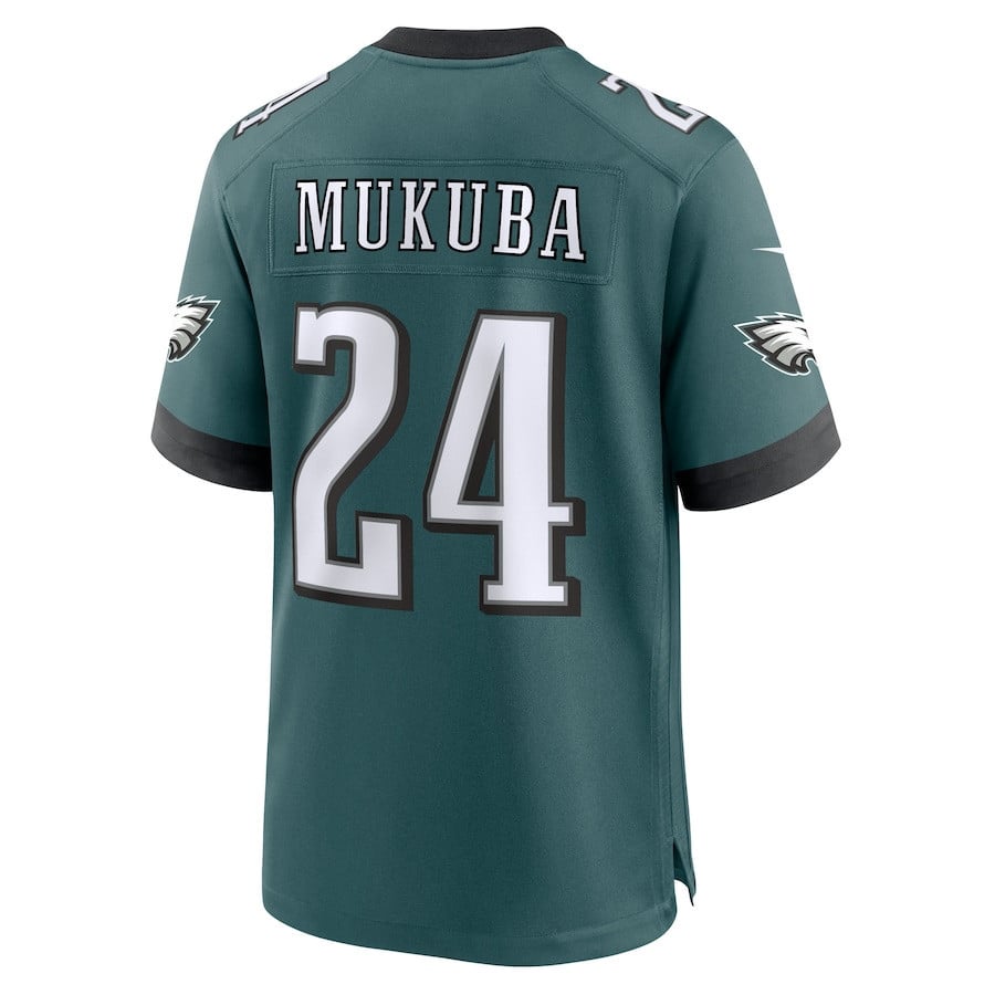 Andrew Mukuba 24 Philadelphia Eagles Team Game Men Jersey - Midnight Green