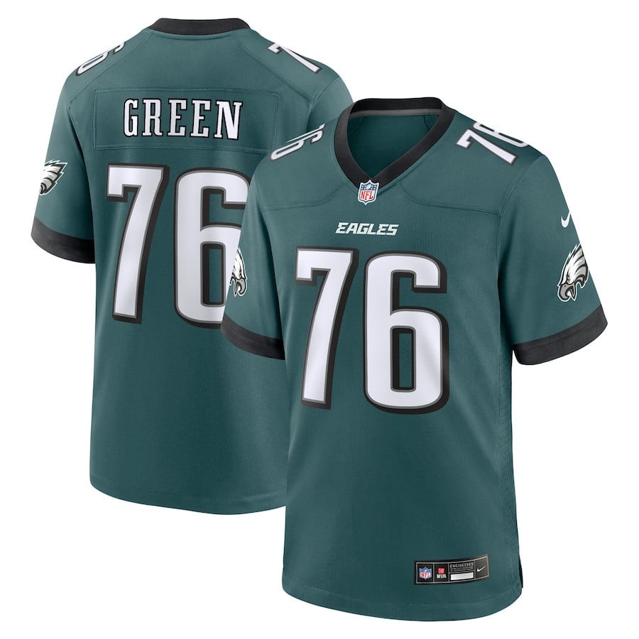 Kenyon Green 76 Philadelphia Eagles Team Game Men Jersey - Midnight Green