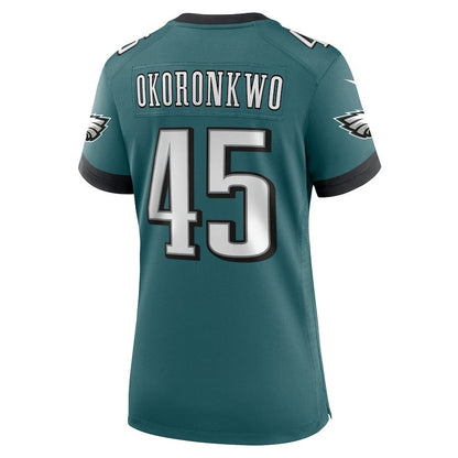Ogbonnia Okoronkwo 45 Philadelphia Eagles Women's Team Game Jersey - Midnight Green