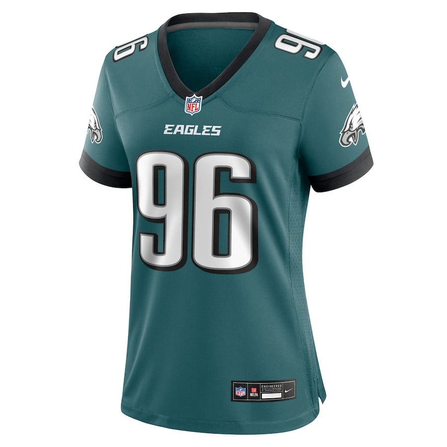 Gabe Hall 96 Philadelphia Eagles Women's Team Game Jersey - Midnight Green