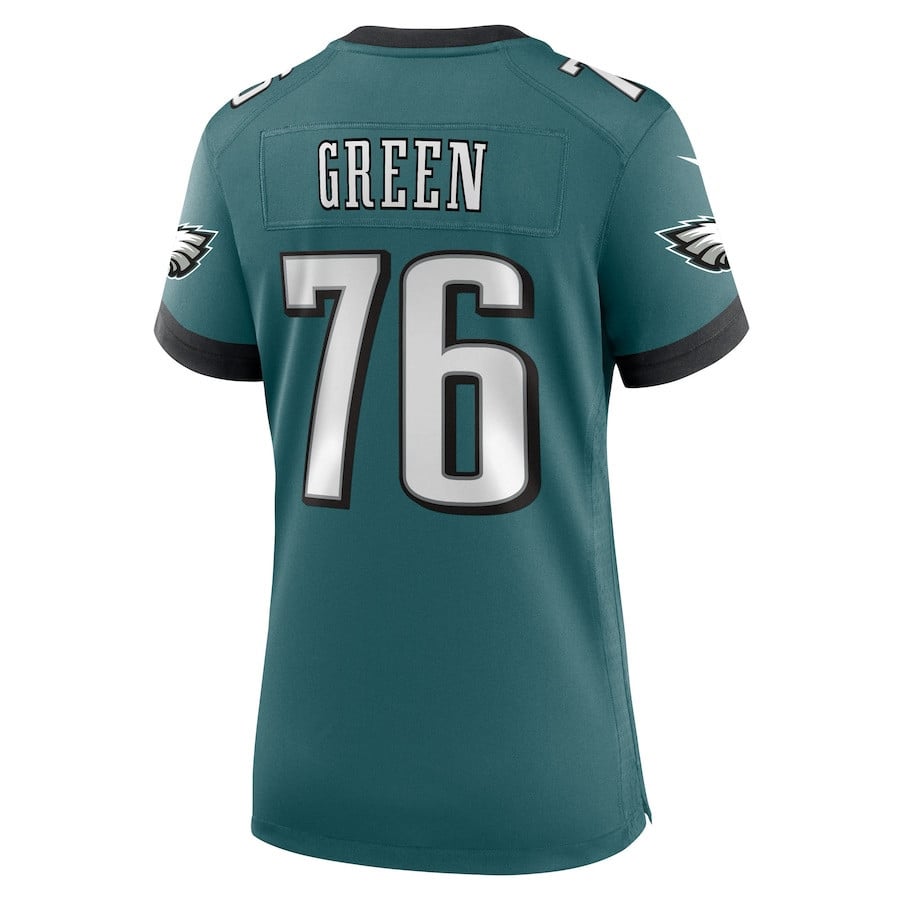 Kenyon Green 76 Philadelphia Eagles Women's Team Game Jersey - Midnight Green