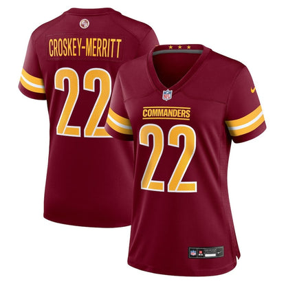 Jacory Croskey-Merritt 22 Washington Commanders Women's Team Game Jersey - Burgundy