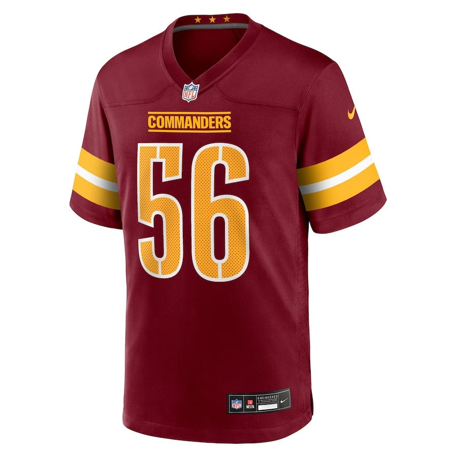 Kain Medrano 56 Washington Commanders Team Game Men Jersey - Burgundy