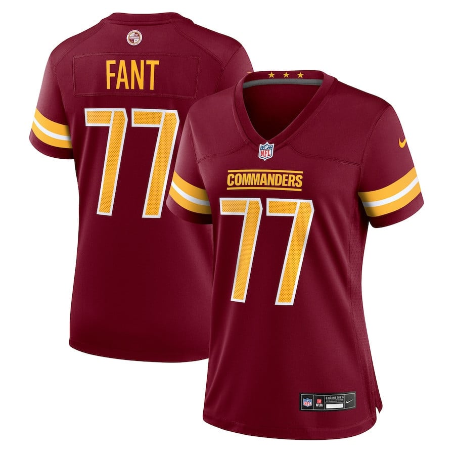 George Fant 77 Washington Commanders Women's Team Game Jersey - Burgundy