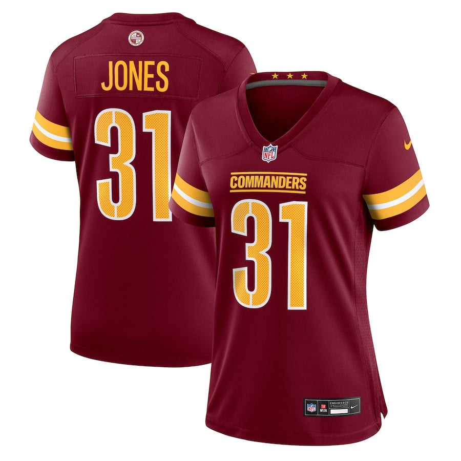 Jonathan Jones 31 Washington Commanders Women's Team Game Jersey - Burgundy