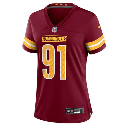 Deatrich Wise Jr. 91 Washington Commanders Women's Team Game Jersey - Burgundy