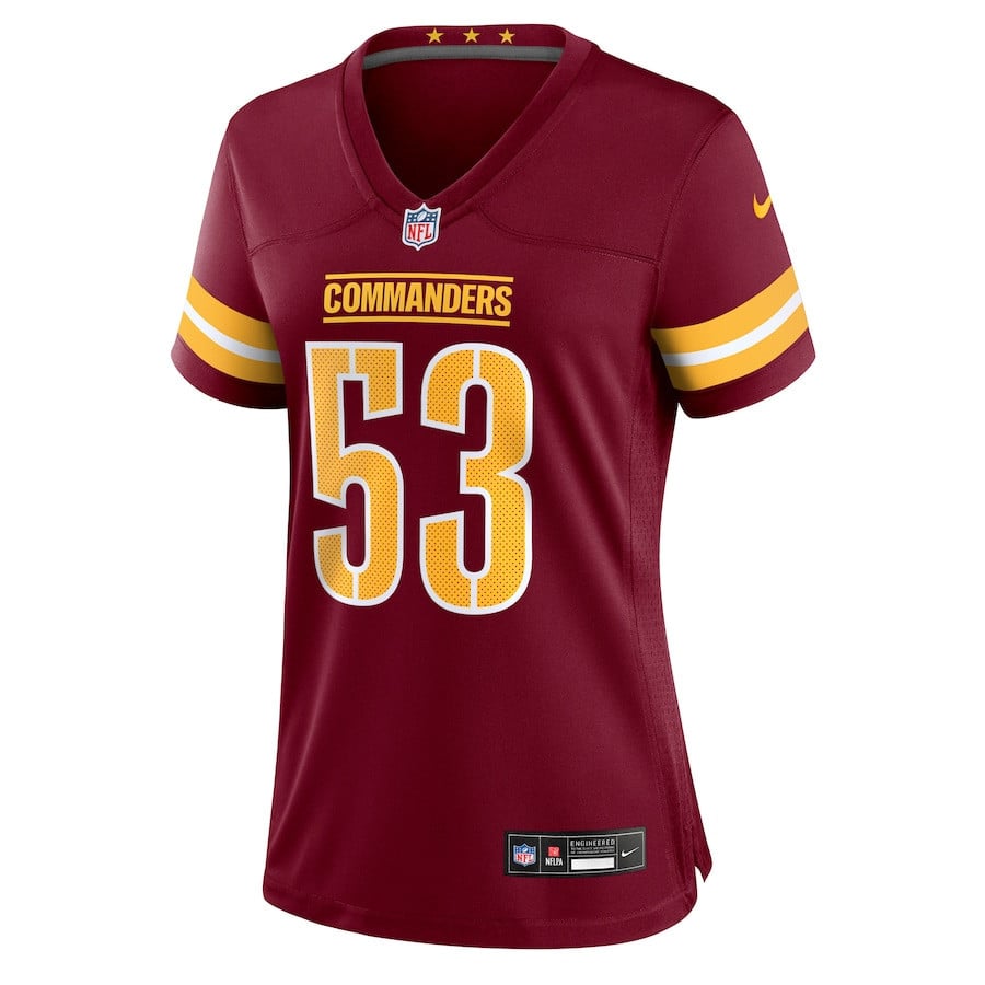 Lucas Niang 53 Washington Commanders Women's Team Game Jersey - Burgundy