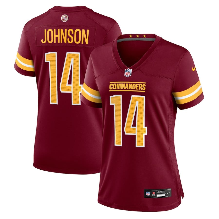 Josh Johnson 14 Washington Commanders Women's Team Game Jersey - Burgundy