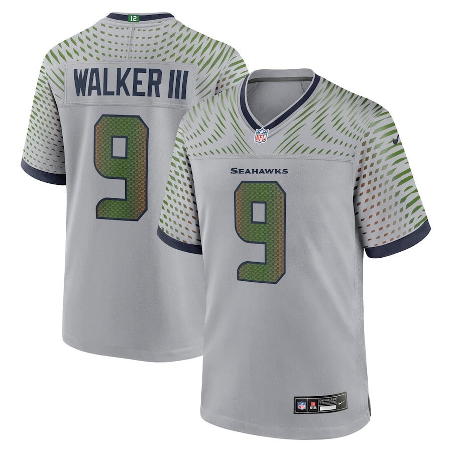 Kenneth Walker III 9 Seattle Seahawks 2025 Rivalries Collection Game Men Jersey - Wolf Gray