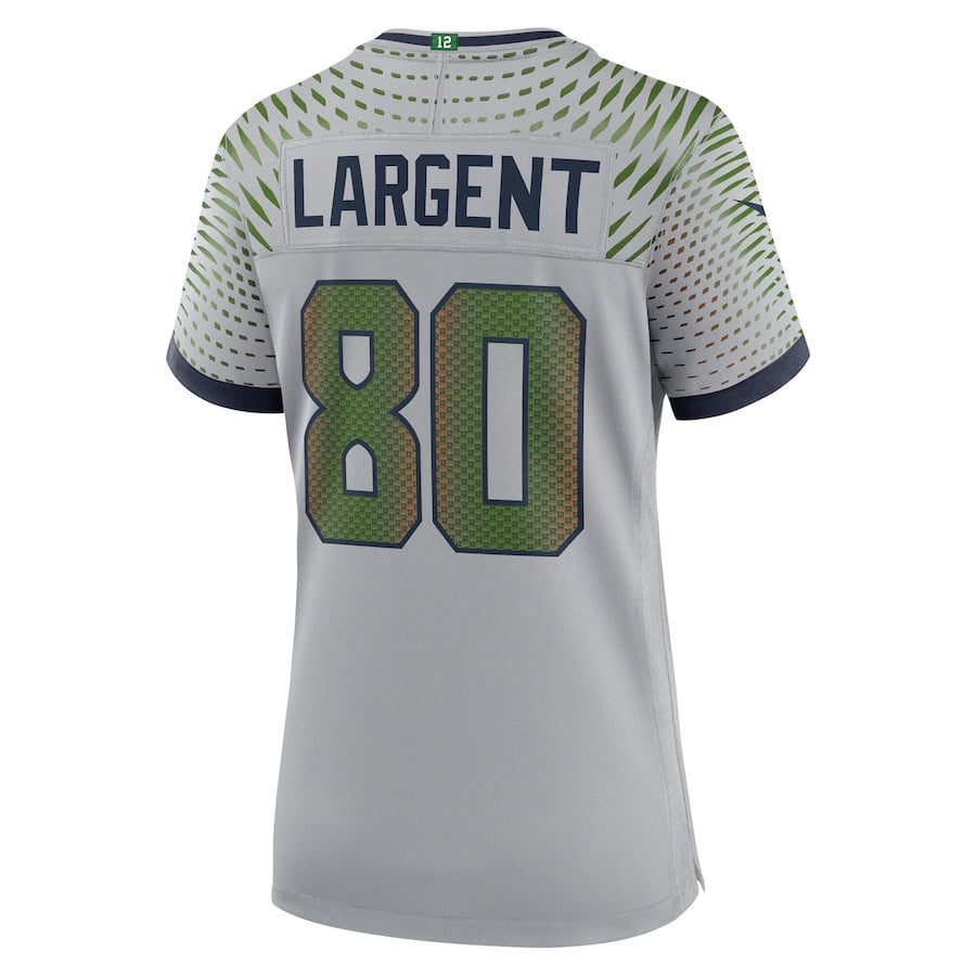 Steve Largent 80 Seattle Seahawks Women's 2025 Rivalries Collection Game Jersey - Wolf Gray