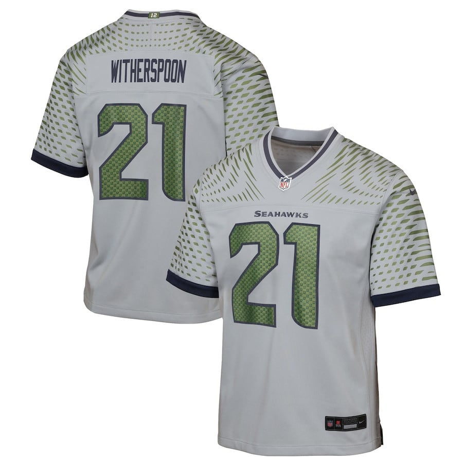 Devon Witherspoon 21 Seattle Seahawks YOUTH 2025 Rivalries Collection Game Jersey - Wolf Gray