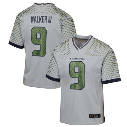 Kenneth Walker III 9 Seattle Seahawks YOUTH 2025 Rivalries Collection Game Jersey - Wolf Gray