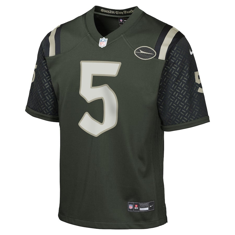 Garrett Wilson 5 New York Jets YOUTH 2025 Rivalries Collection Game Jersey - Gotham Green