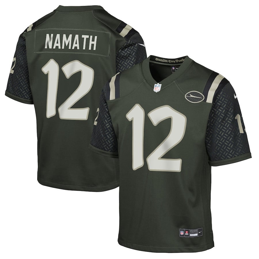 Joe Namath 12 New York Jets YOUTH 2025 Rivalries Collection Game Jersey - Gotham Green