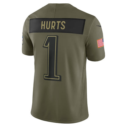 Jalen Hurts 1 Philadelphia Eagles 2025 Salute To Service Men Jersey - Olive