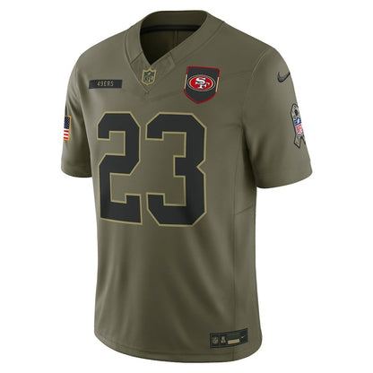 Christian McCaffrey 23 San Francisco 49ers 2025 Salute To Service Men Jersey - Olive