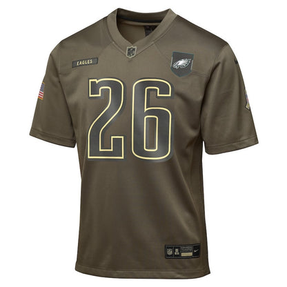 Saquon Barkley 26 Philadelphia Eagles 2025 Salute to Service YOUTH Jersey - Olive